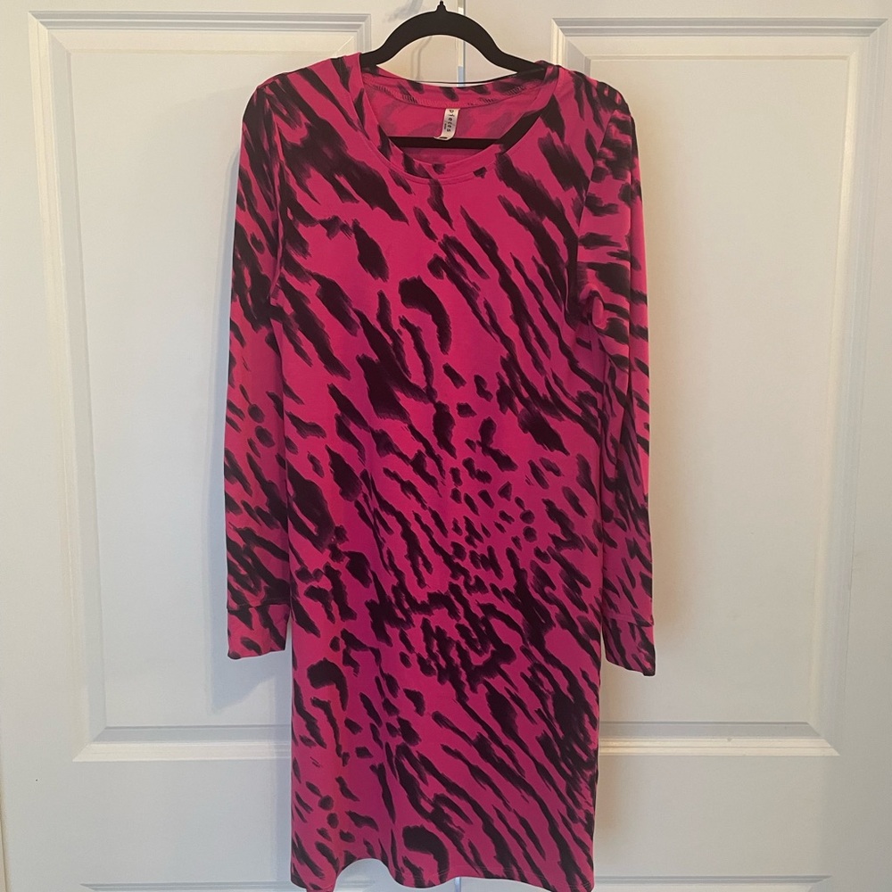 Pink and Black Animal Print Dress